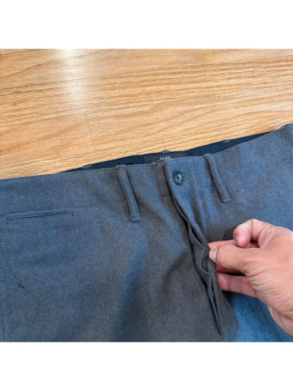 Double RL RRL Grey Wool Straight Fit Officer Trousers 30/27